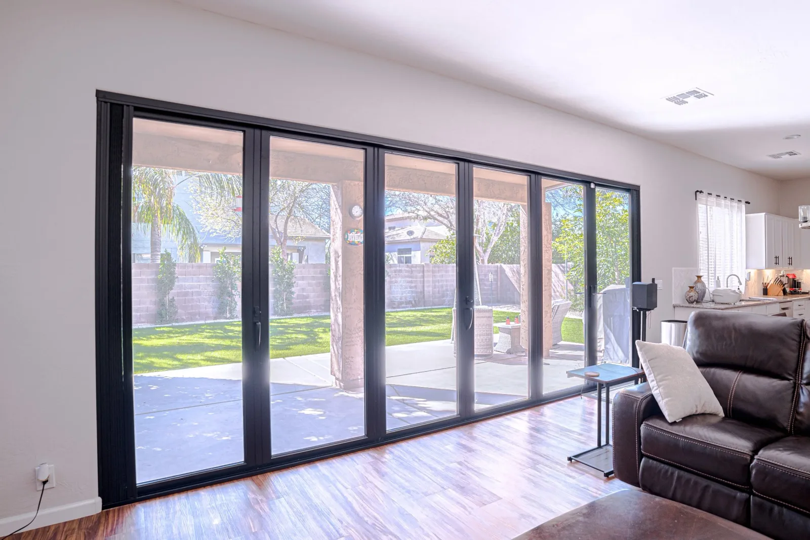 Large multi-panel patio opening viewed from inside