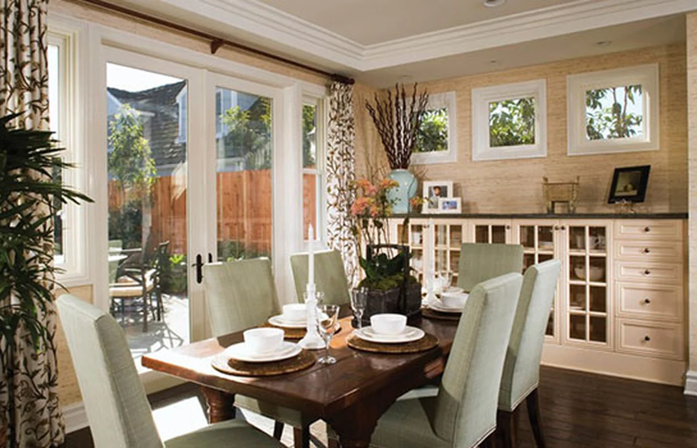 Swinging French patio doors in a finished room