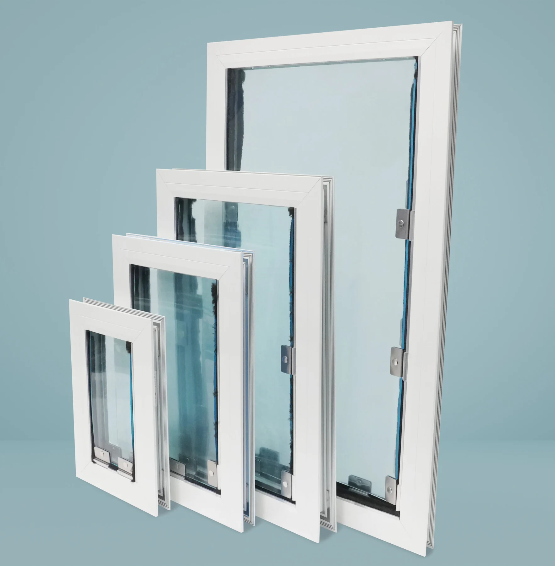 Four Anlin in-glass pet-door sizes
