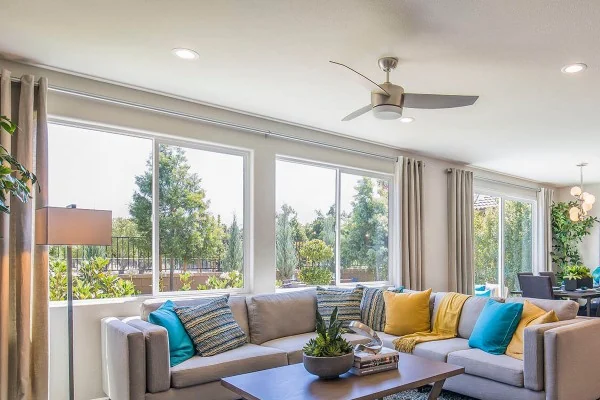 Installed Anlin Panoramic window wall in an open-plan living room
