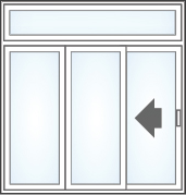 Malibu sliding patio door OOX configuration with transom