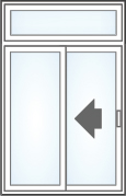 Malibu sliding patio door OX configuration with transom
