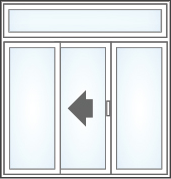 Malibu sliding patio door OXO configuration with transom