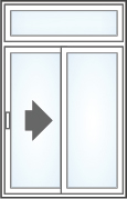 Malibu sliding patio door XO configuration with transom