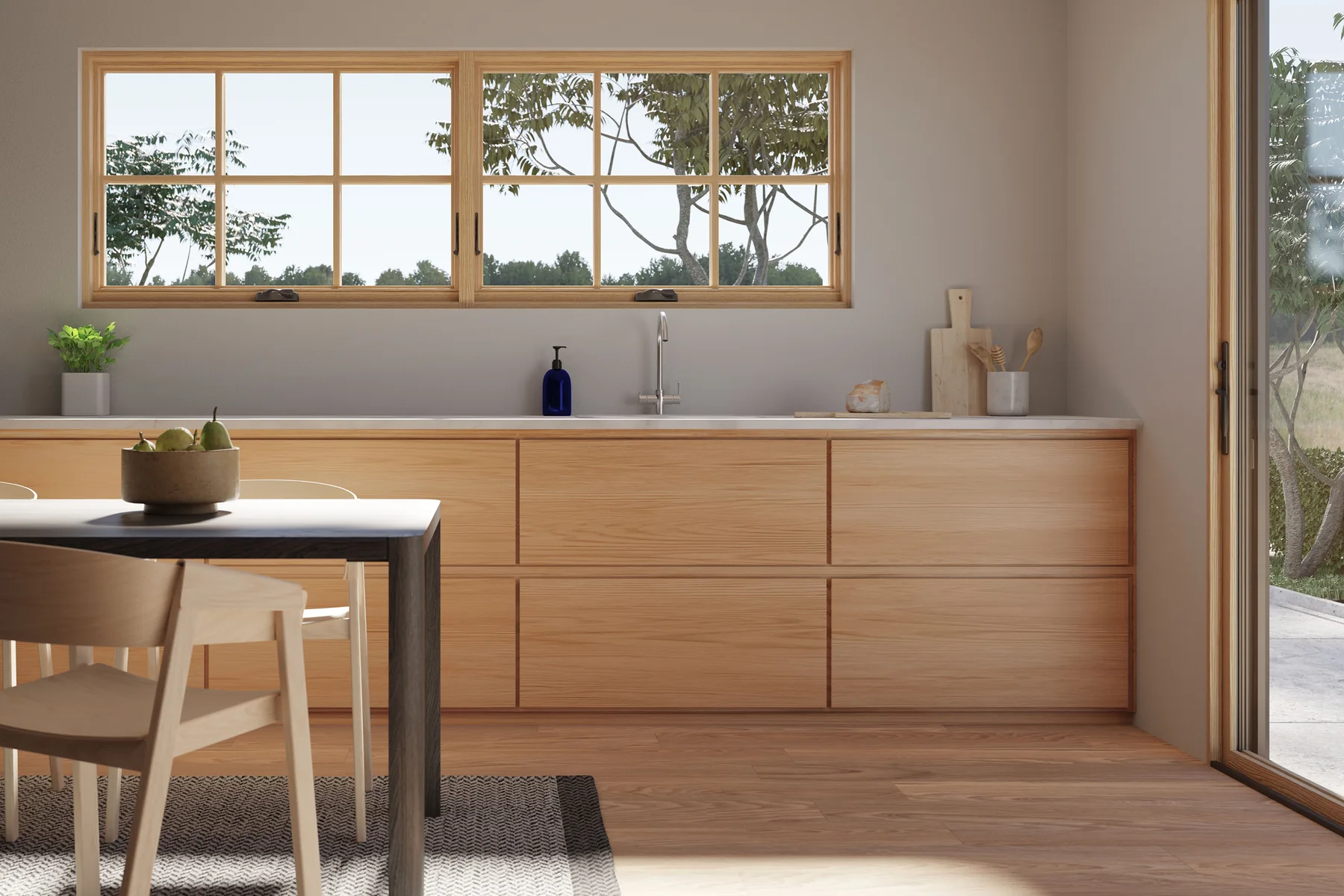 Marvin Elevate windows installed in a bright kitchen