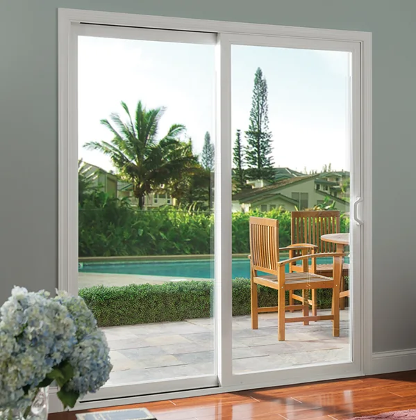Milgard V400 Tuscany sliding patio door in a finished room