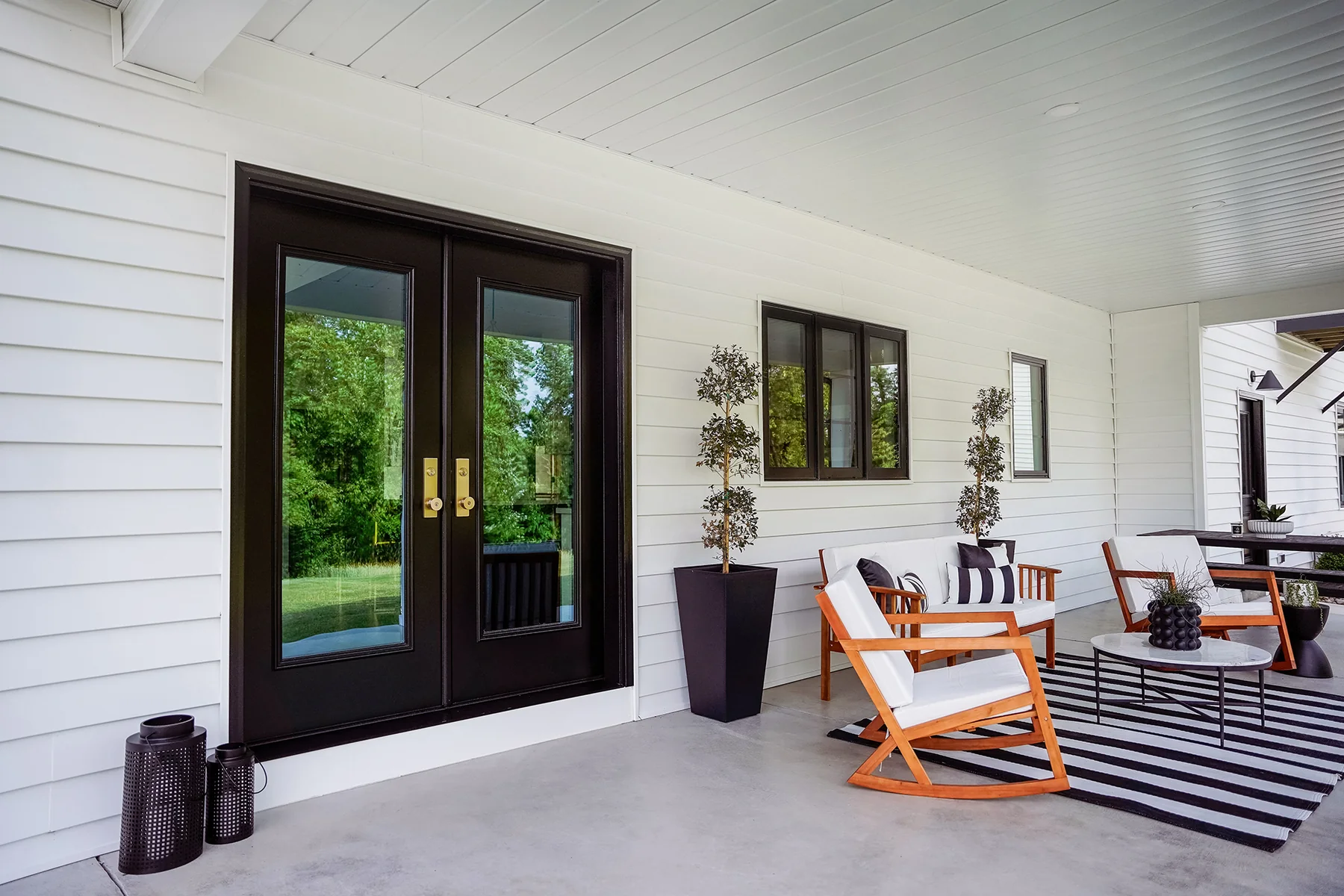 ProVia Legacy steel French entry doors in a dark finish