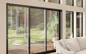 Milgard AX550 aluminum moving glass wall system